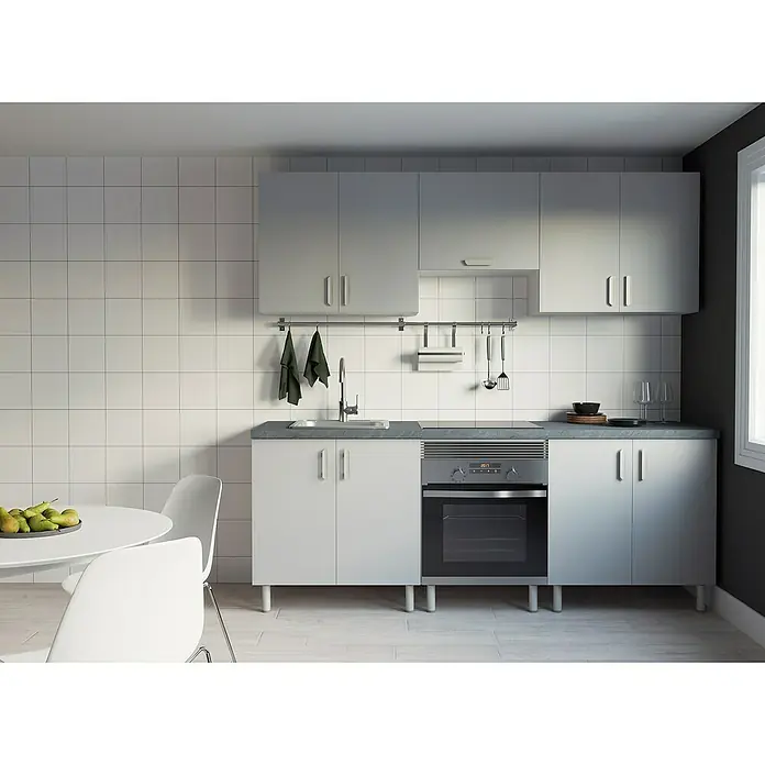 Top Element Cocina compacta - Ancho: 2,2 m, Sin electrodomésticos, Gris, 5 pzs. - Foto ambiente