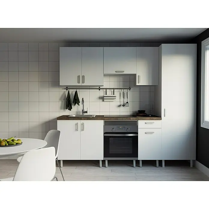 Top Element Cocina compacta C - Ancho: 2,4 m, Sin electrodomésticos, Blanco, 7 pzs. - Foto ambiente