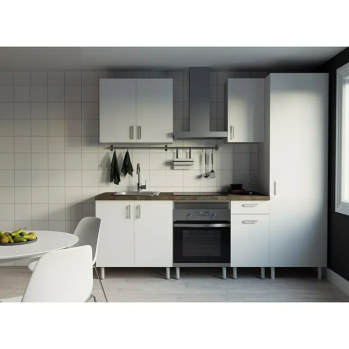Top Element Cocina compacta - Ancho: 2,4 m, Sin electrodomésticos, Blanco, 6 pzs. - Foto ambiente
