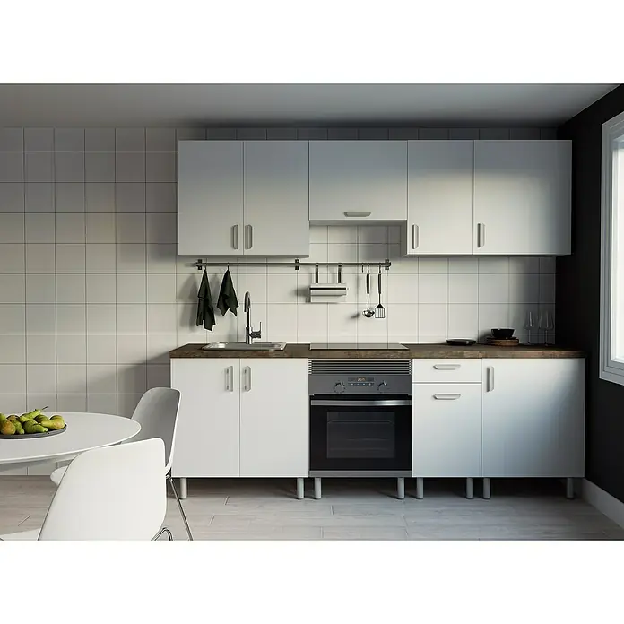 Top Element Cocina compacta - Ancho: 2,4 m, Sin electrodomésticos, Blanco, 8 pzs. - Foto ambiente