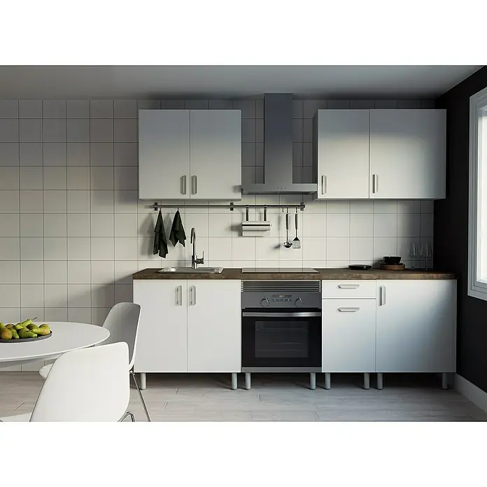 Top Element Cocina compacta - Ancho: 2,4 m, Sin electrodomésticos, Blanco, 7 pzs. - Foto ambiente
