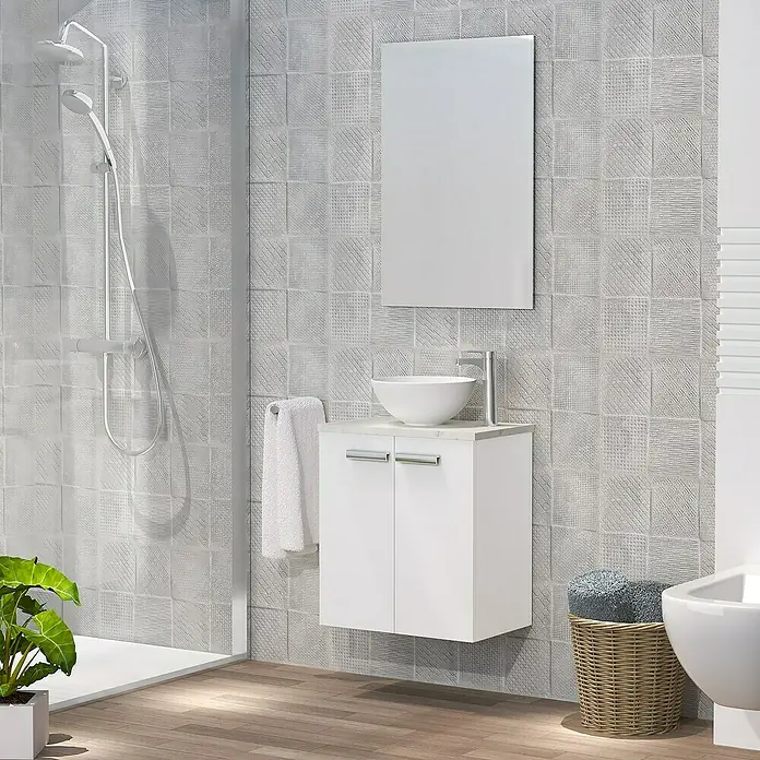 Conjunto de mueble de baño Zen - 50 cm, 3 piezas, Blanco, Mate - Foto ambiente