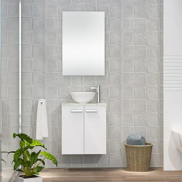 Conjunto de mueble de baño Zen - 50 cm, 3 piezas, Blanco, Mate - Foto ambiente