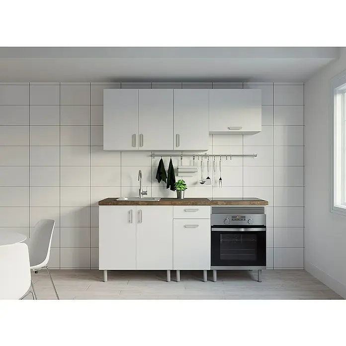 Top Element Cocina compacta - Ancho: 1,8 m, Sin electrodomésticos, Blanco, 6 pzs. - Foto ambiente