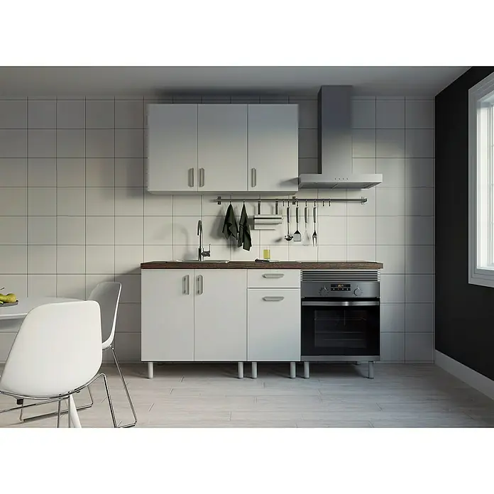 Top Element Cocina compacta - Ancho: 1,8 m, Sin electrodomésticos, Blanco, 5 pzs. - Foto ambiente
