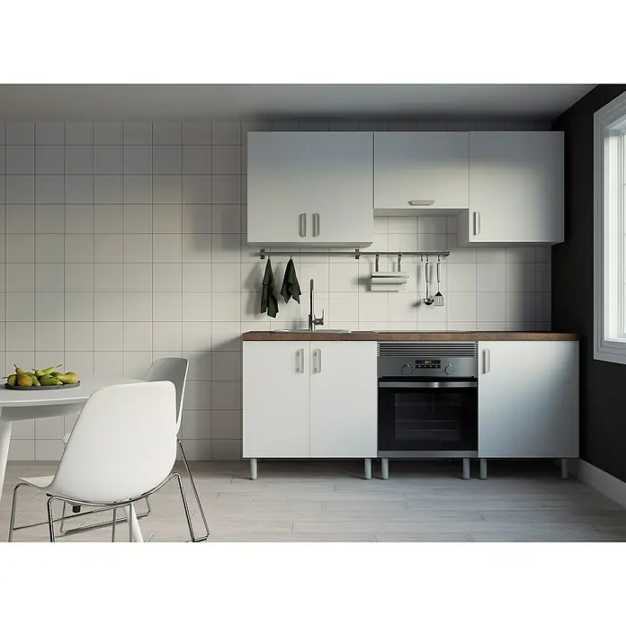 Top Element Cocina compacta - Ancho: 2 m, Sin electrodomésticos, Blanco, 6 pzs. - Foto ambiente