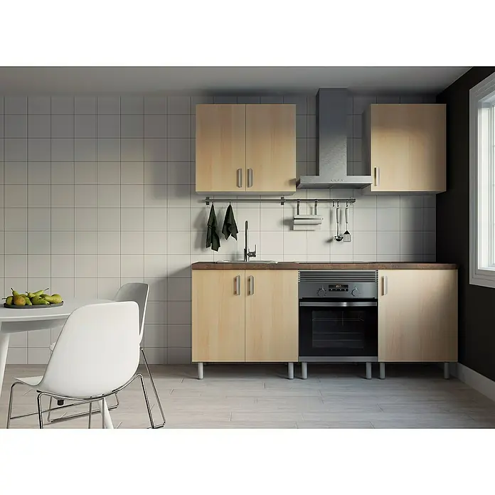 Top Element Cocina compacta - Ancho: 2 m, Sin electrodomésticos, Haya, 5 pzs. - Foto ambiente