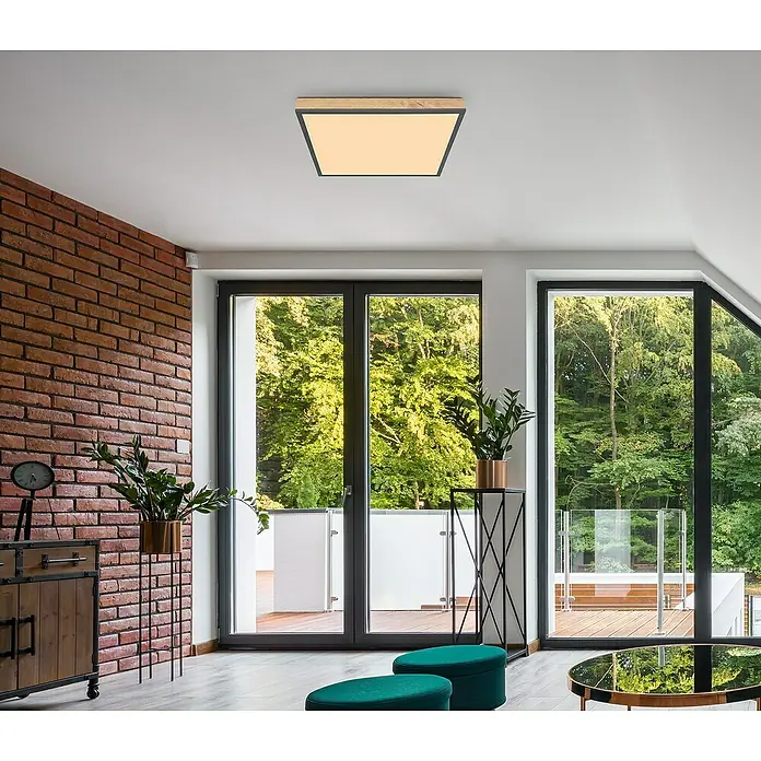 Globo Doro LED-Panel - 24 W, L x B x H: 45 x 45 x 6,5 cm, Braun, Warmweiß - Stimmungsaufnahme