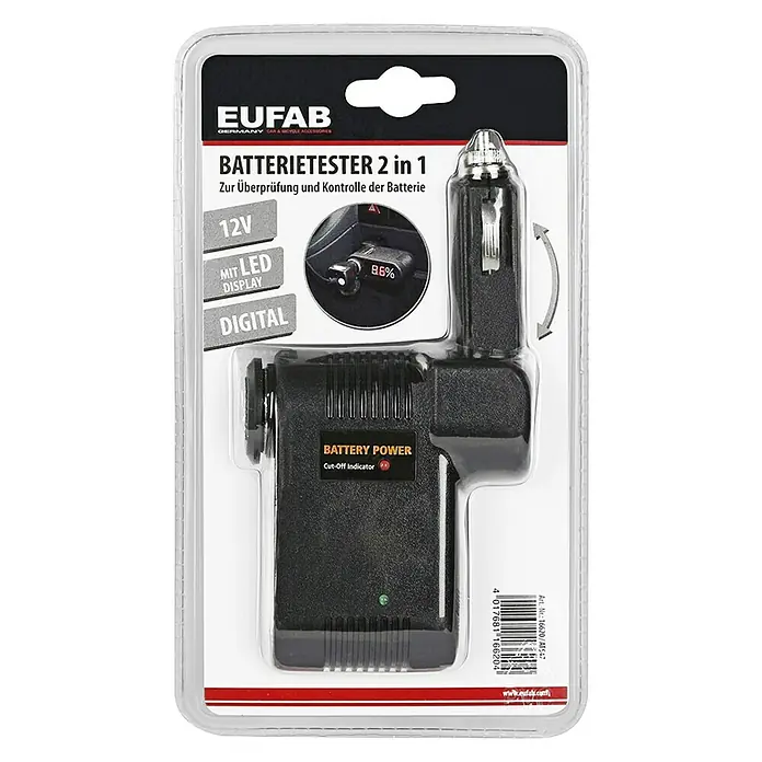 Eufab Batterietester 12V Digital - Spannung: 12 V - Vorderansicht