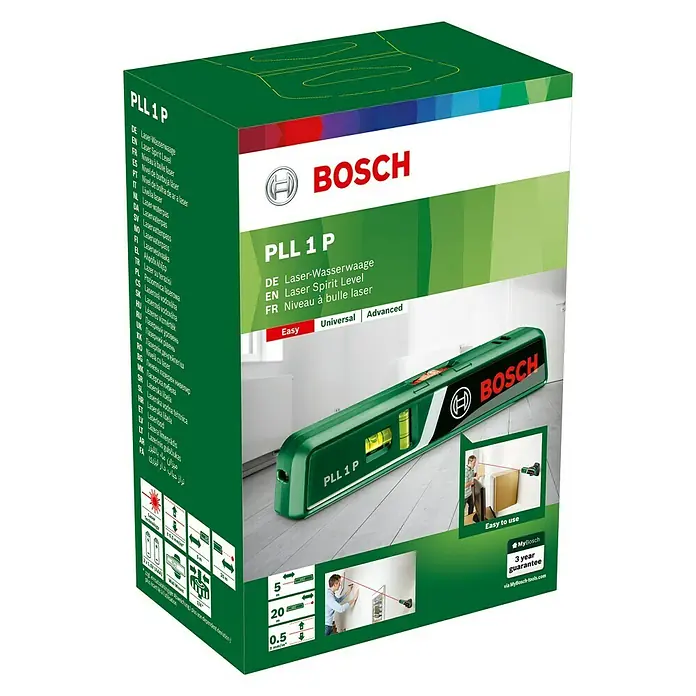 Bosch Laserwasserwage PLL 1 P - Max. Arbeitsbereich: 5 m - Diagonale Ansicht