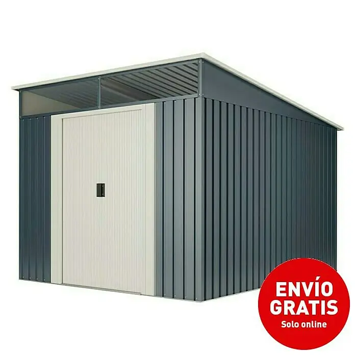 Hoggar Caseta para jardín Slevik - Antracita, Beige, 238 x 279 x 203 cm, Acero - Vista angular