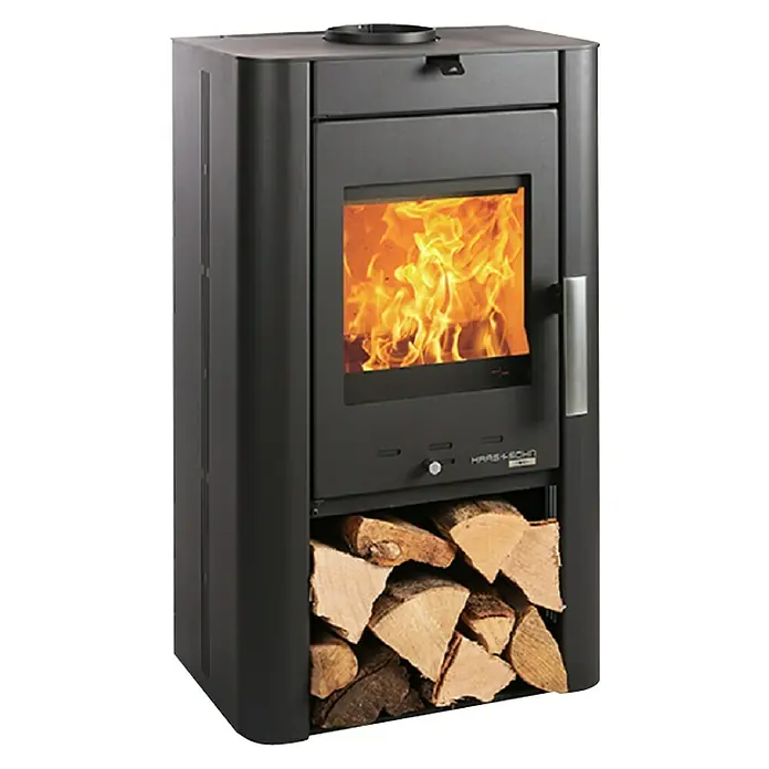 Haas+Sohn Kamin na drva Prunus - 6 kW, Kapacitet grijanja prostorije: 140 m³, Čelik, Perl crna - Pogled s lijeve strane
