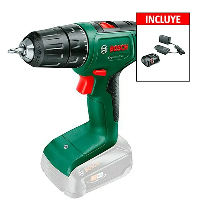 Bosch 18 V Power for All Set de taladro atornillador de batería EasyDrill 18V-40 - 18 V, 1 batería, 2,5 Ah, 430 r.p.m. - 1.630 r.p.m. - Vista angular