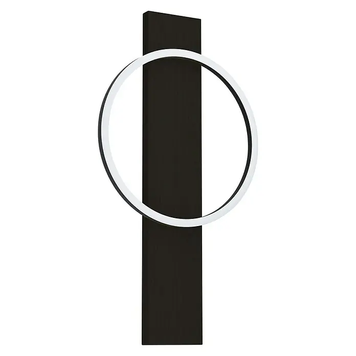 Eglo LED-Wandleuchte Boyal - 12 W, B x H: 30 x 56 cm, Holz/Schwarz, Warmweiß - Diagonale Ansicht