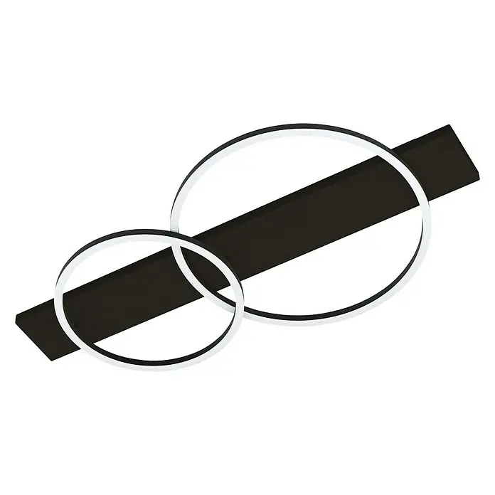 Eglo LED-Deckenleuchte Boyal - 24 W, Holz/Schwarz, Warmweiß, L x B x H: 78 x 40 x 9 cm - Diagonale Ansicht