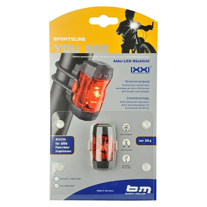 Busch+Müller LED-Rücklicht IXXI - Geeignet für: Fahrräder, Leuchtmittel: LED - Vorderansicht