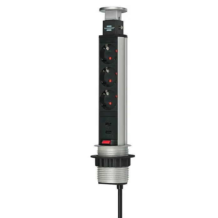 Brennenstuhl Base de enchufe múltiple Tower-Power - x 3, Longitud del cable: 2 m - Vista angular