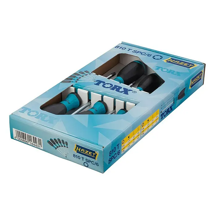 Hazet Schraubendreher-Satz 810 TSPC - 6 -tlg., Geeignet für: TORX®-Schrauben - Vorderansicht