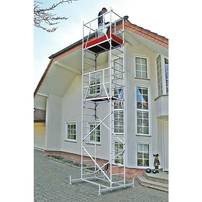 Krause Skela s platformom - Radna visina: 7 m, Dimenzija stajaćeg dijela: 0,84 m², Opteretivost stajaćeg dijela: 200 kg - Proizvod u upotrebi