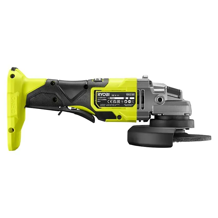 Ryobi ONE+HP Akku-Winkelschleifer RAG18X-0 Performance - 18 V, Ohne Akku, Durchmesser Scheibe: 125 mm - Rechte Seitenansicht