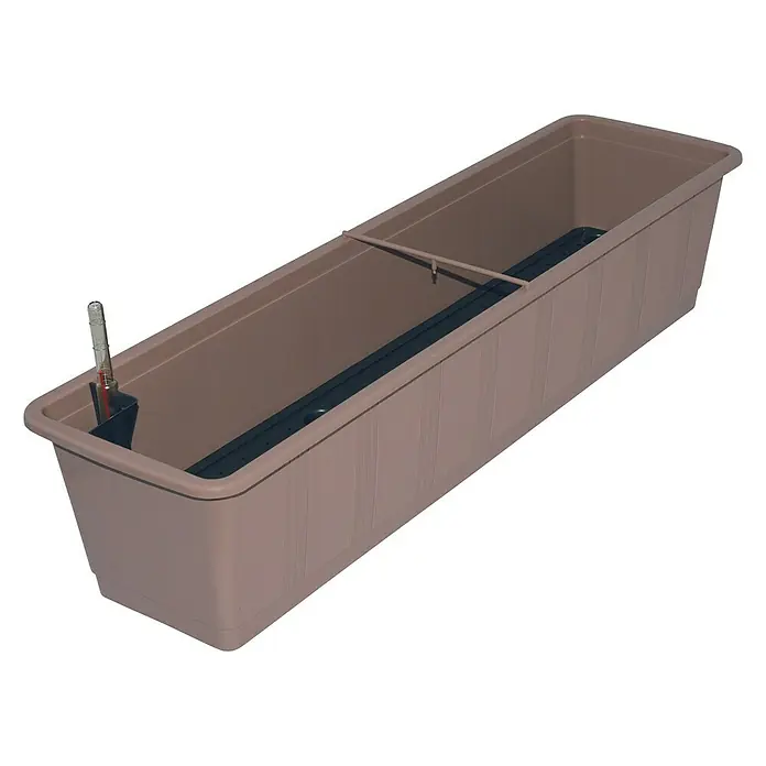 Geli Bewässerungsbalkonkasten Aqua Green Plus - Max. Außenlänge: 80 cm, Taupe - Vorderansicht