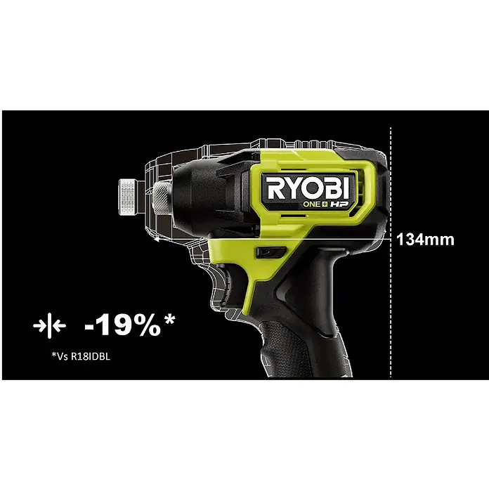 Ryobi ONE+HP Akku-Schlagbohrschrauber RID18C-0 - 18 V, Ohne Akku, Leerlaufdrehzahl: 2.900 U/min - Skizze