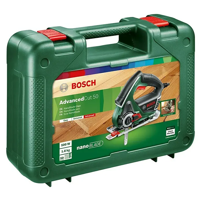 Bosch NanoBlade-Säge AdvancedCut 50 - 500 W, Leerlaufdrehzahl: 0 U/min - 7.800 U/min - Diagonale Ansicht
