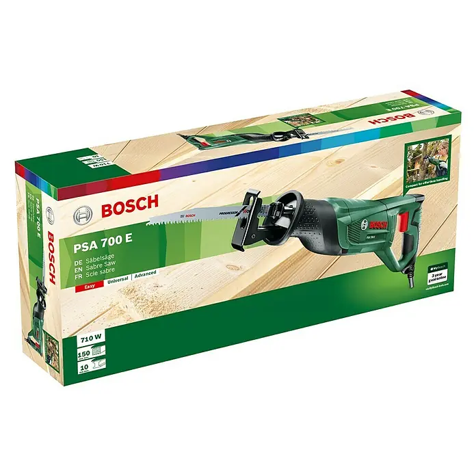 Bosch Säbelsäge PSA 700 E - 710 W, Hublänge: 20 mm, 1 Sägeblatt - Diagonale Ansicht