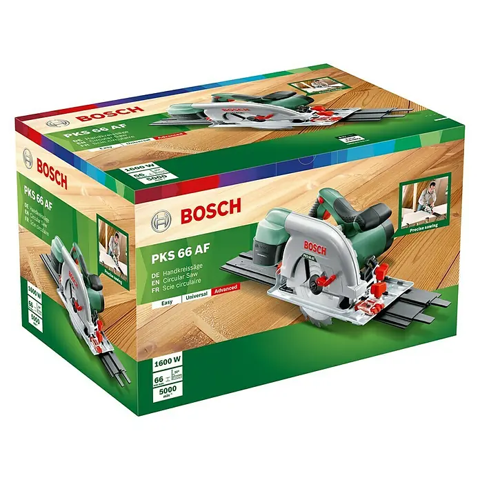 Bosch Handkreissäge PKS 66 AF - 1.600 W, Ø 190 mm, 5.000 U/min - Diagonale Ansicht