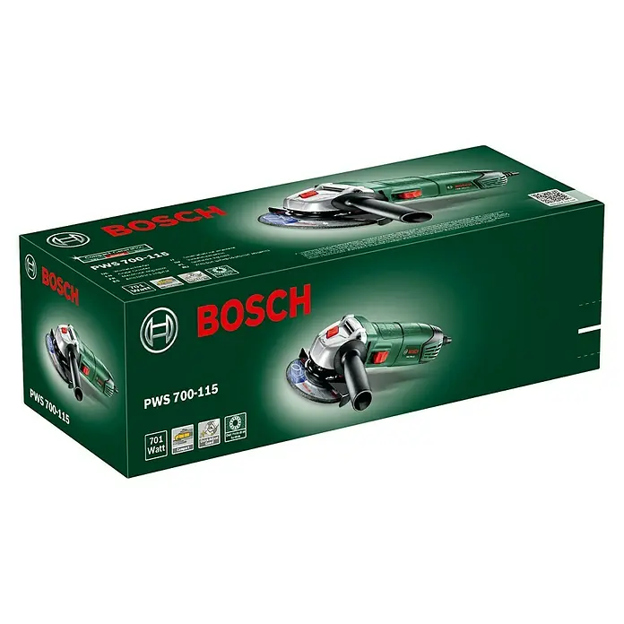 Bosch Winkelschleifer PWS 700-115 - 700 W, Durchmesser Scheibe: 115 mm, Leerlaufdrehzahl: 12.000 U/min - Diagonale Ansicht
