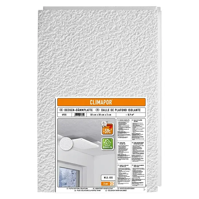 Climapor Energiespar-Dämmplatte - Inhalt ausreichend für ca.: 0,9 m², Höhe: 3 cm, Polystyrol - Vorderansicht