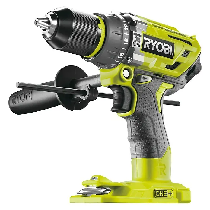 Ryobi ONE+ Akku-Schlagbohrschrauber R18PD7-0 - 18 V, Ohne Akku, Leerlaufdrehzahl: 0 U/min - 1.800 U/min - Diagonale Ansicht