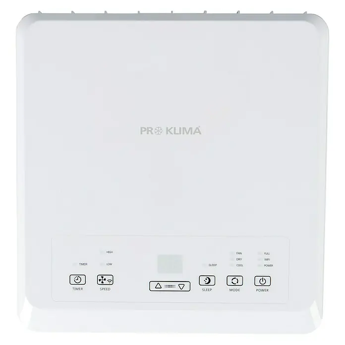 Proklima Mobiles Klimagerät WiFi - Max. Kühlleistung je Gerät in BTU/h: 9.000 BTU/h, Passend für: Räume bis ca. 26 m² - Vorderansicht