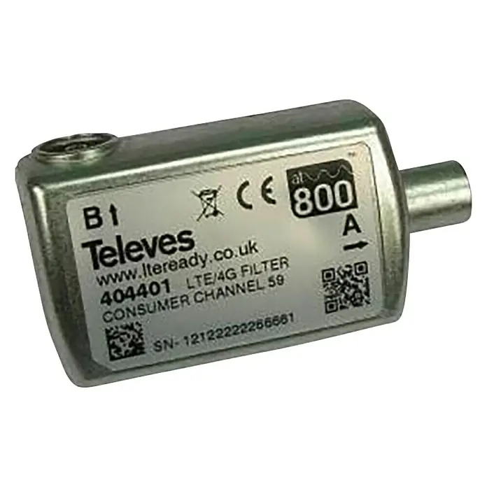 Televés Filtro LTE CEI 470 774MHZ - Plateado, 1 ud. - Vista angular