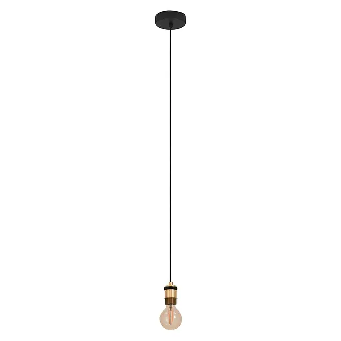 Eglo Pendelleuchte YORTH - 40 W, Schwarz/Brüniert, E27 - Vorderansicht