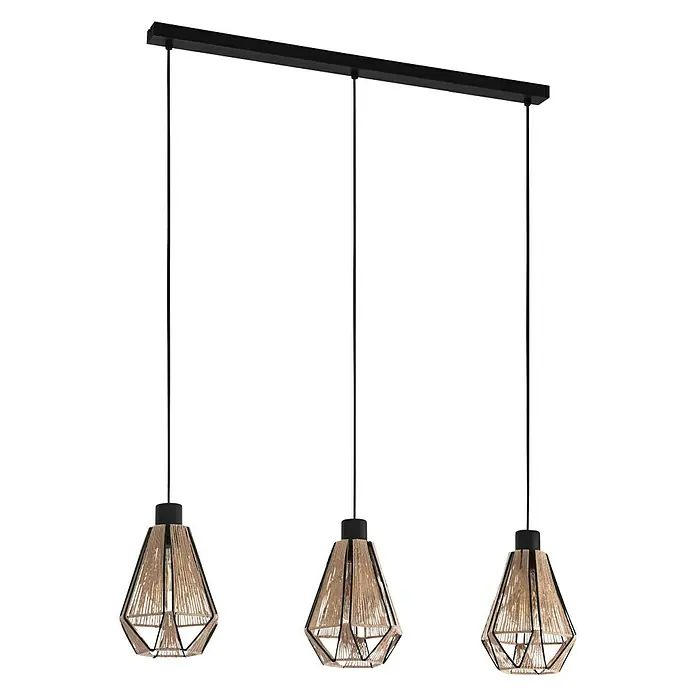 Eglo Pendelleuchte ADWICKLE - 40 W, L x B x H: 87 x 14,5 x 11 cm, Schwarz, E27, 3 Stk. - Vorderansicht
