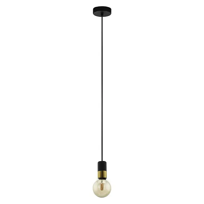 Eglo Pendelleuchte CALARI - 40 W, Schwarz/Messing, E27 - Vorderansicht