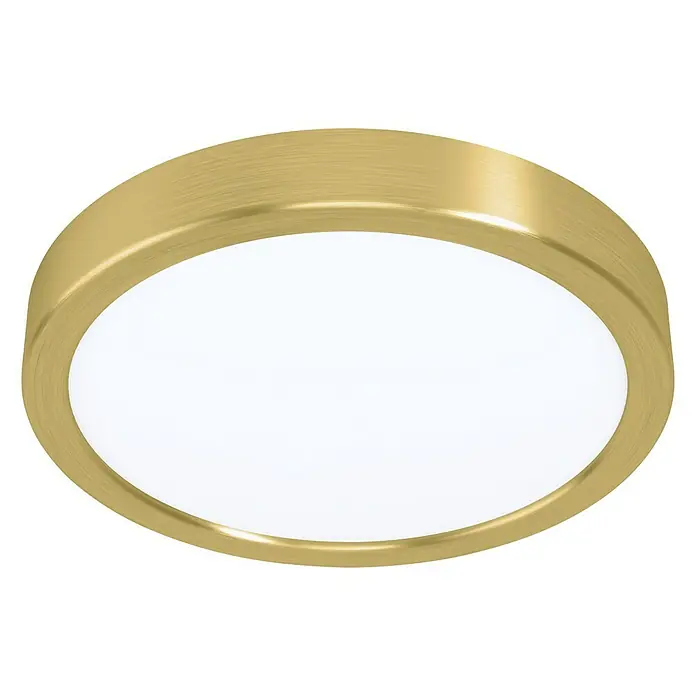 Eglo LED-Deckenleuchte rund FUEVA 5 - 17 W, Ø x H: 210 mm x 2,8 cm, Gold, Warmweiß - Diagonale Ansicht