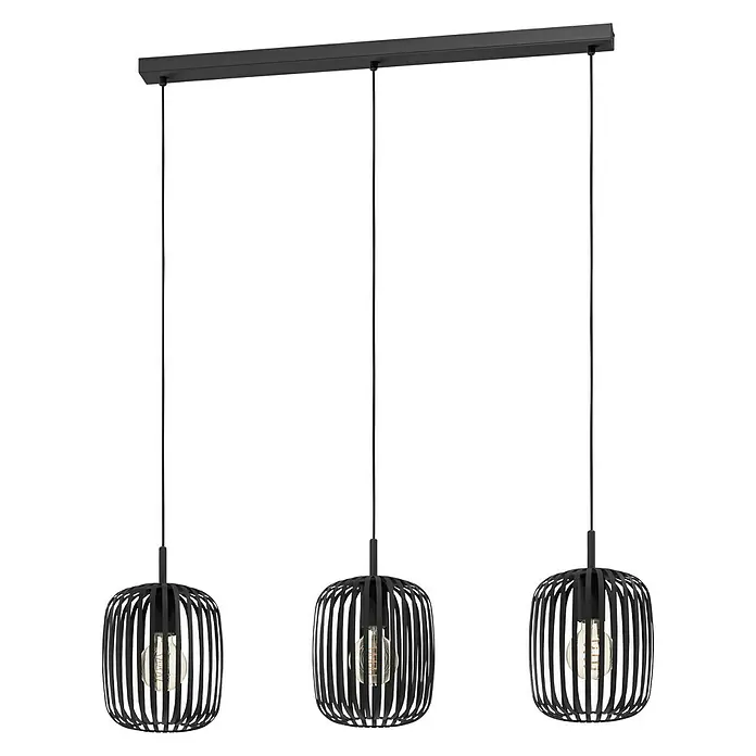 Eglo Romazzina Pendelleuchte - 40 W, L x B x H: 90 x 20 x 11 cm, Schwarz, E27 - Vorderansicht