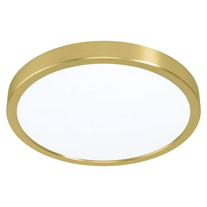 Eglo LED-Deckenleuchte rund FUEVA 5 - 20,5 W, Ø x H: 285 mm x 2,8 cm, Gold, Warmweiß - Diagonale Ansicht