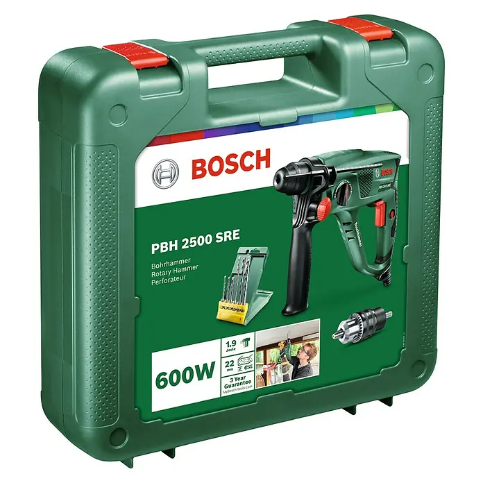 Bosch Bohrhammer PBH 2500 SRE - 600 W, Max. Schlagzahl: 5.000/min - Diagonale Ansicht
