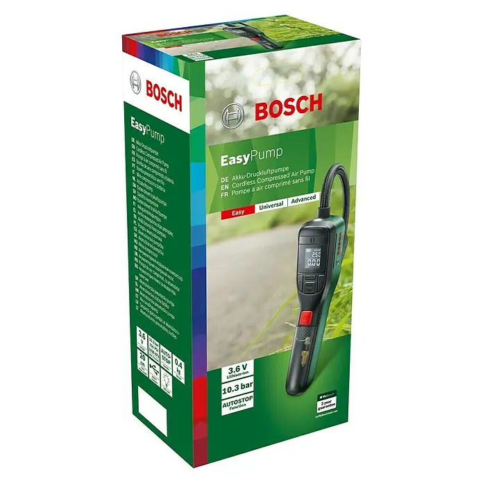 Bosch Accu-luchtpomp EasyPump - Druk: 10,3 bar, Aantal accu's: 1 accu - Diagonaal zicht