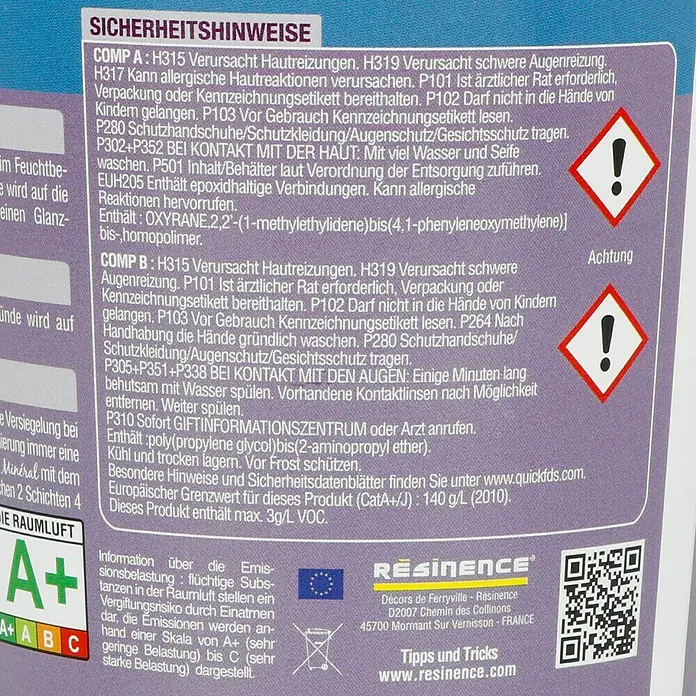 Résinence Béton Minéral Versiegelung - Farblos, Seidenmatt, 300 ml - Rückansicht