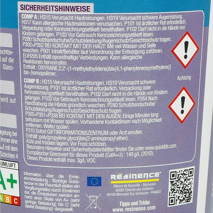 Résinence Béton Minéral Versiegelung - Farblos, Matt, 300 ml - Rückansicht