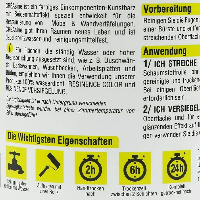 Résinence Créasine Farbiges Kunstharz - Perlgrau, 500 ml - Rückansicht