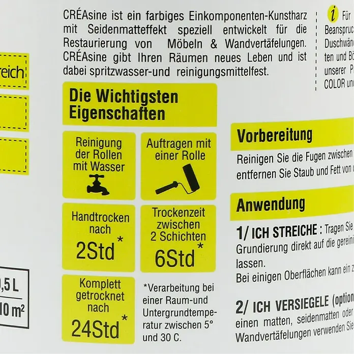 Résinence Créasine Farbiges Kunstharz - Rot, 500 ml - Rückansicht