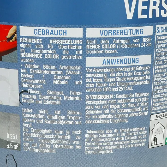 Résinence Déco Versiegelung - Glanz-Effekt, 250 ml - Rückansicht