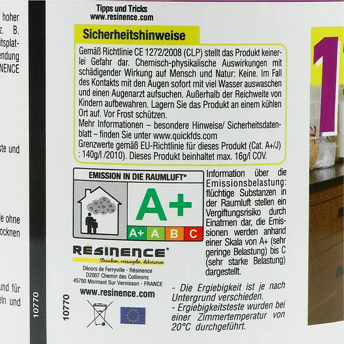 Résinence Créasine Farbiges Kunstharz - Schwarz, 500 ml - Rückansicht