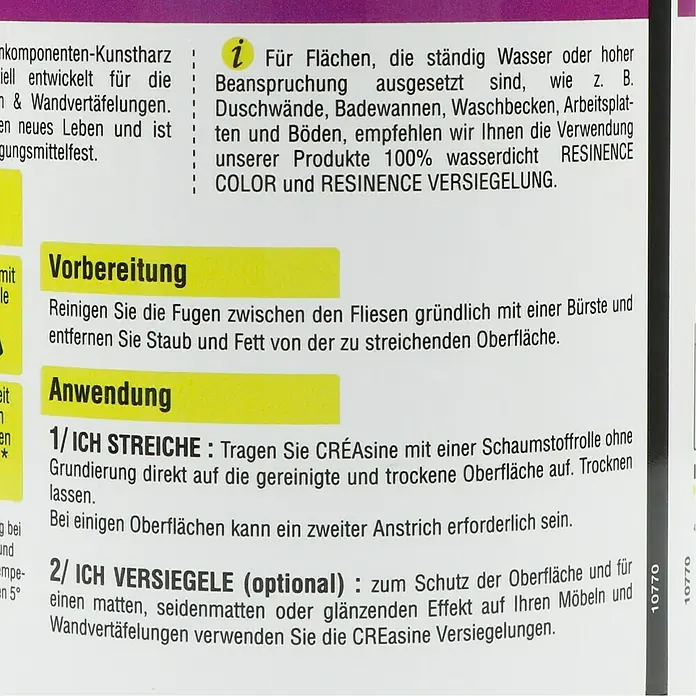 Résinence Créasine Farbiges Kunstharz - Schwarz, 500 ml - Rückansicht