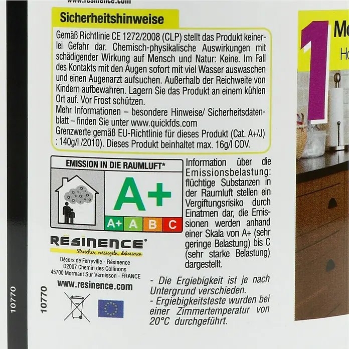 Résinence Créasine Farbiges Kunstharz - Schiefergrau, 500 ml - Rückansicht